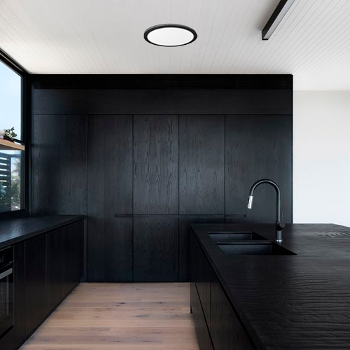VISIONAL kosteudenkestävä LED-plafondi kattovalaisin | 400x55 mm | 40W | 4800lm | 3CCT | IP65 | Musta