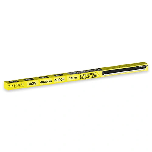 VISIONAL lineaariset LED-riippuvalaisin | 120cm | 40W | 4000lm | 4000K | IP40 | Musta
