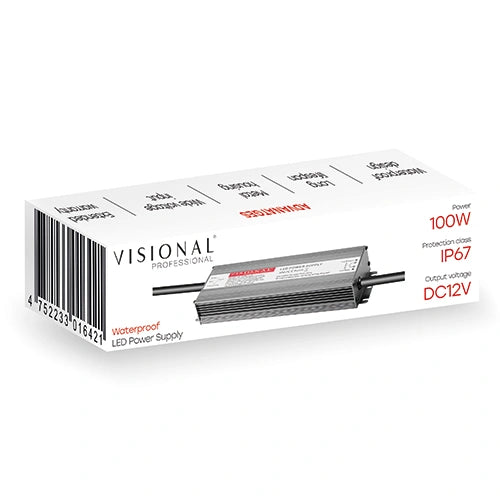 VISIONAL vedenpitävä LED-muuntaja | 100W | 12V | 8.33A | IP67