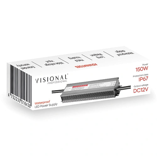 VISIONAL vedenpitävä LED-muuntaja | 150W | 12V | 12.5A | IP67