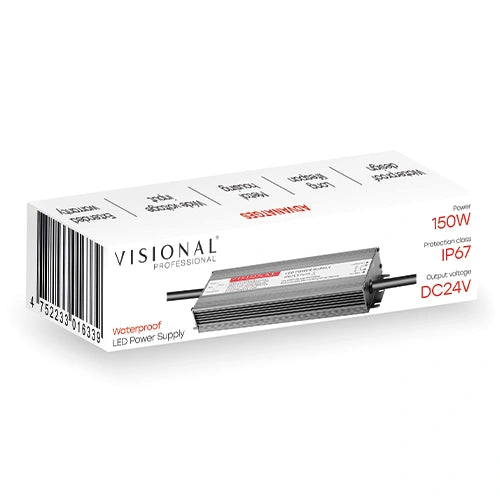 VISIONAL vedenpitävä LED-muuntaja | 150W | 24V | 6.25A | IP67