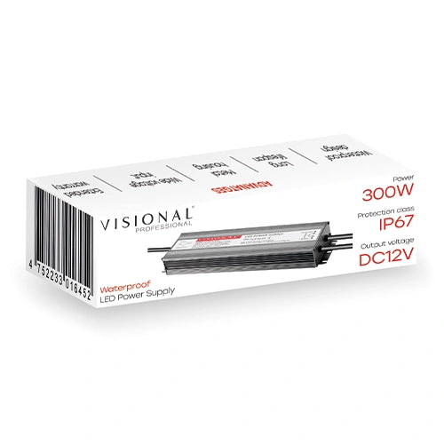 VISIONAL vedenpitävä LED-muuntaja | 300W | 12V | 25A | IP67