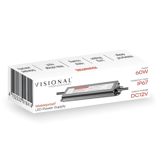 VISIONAL vedenpitävä LED-muuntaja | 60W | 12V | 5A | IP67