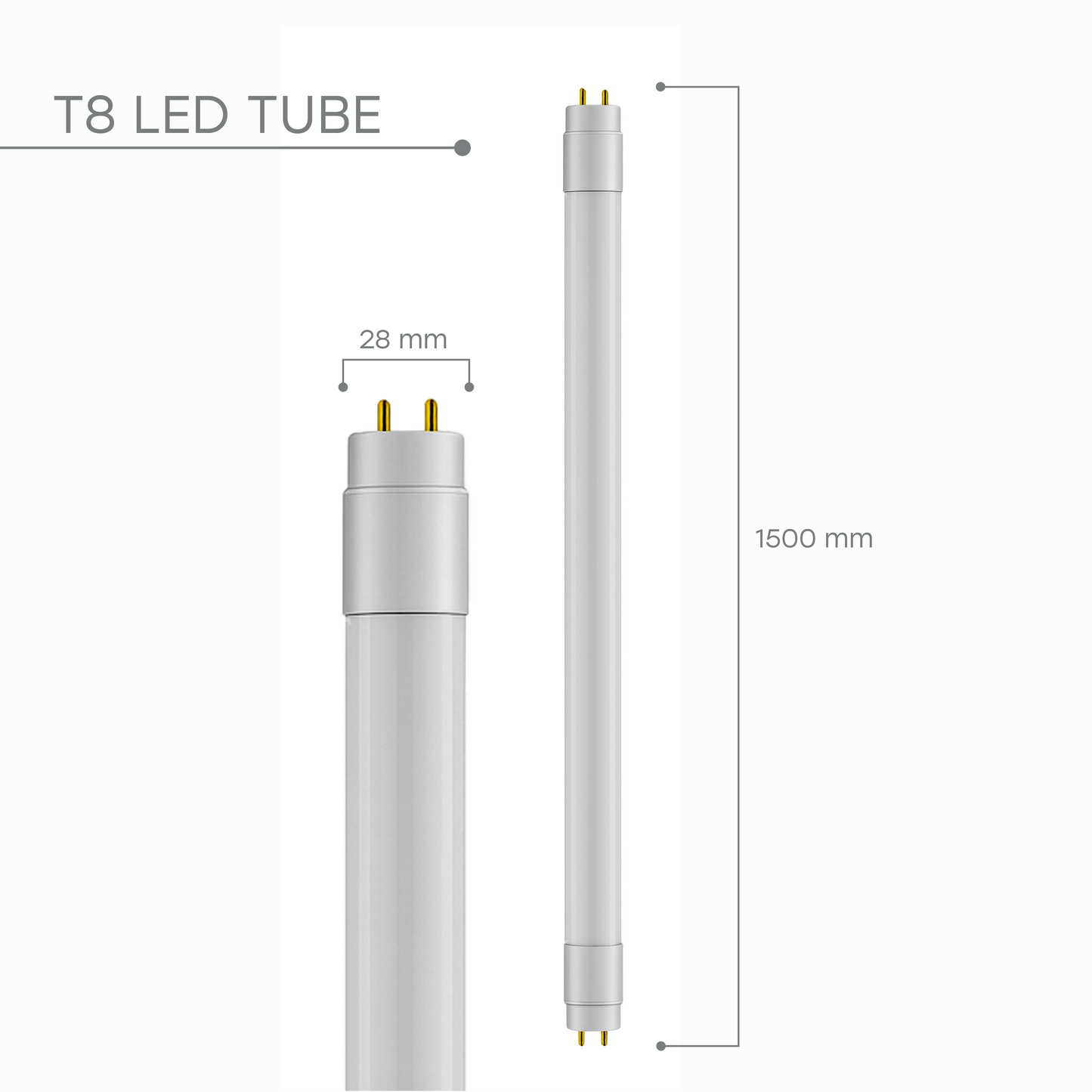 VISION-EL LED-loisteputki | T8 | G13 | 150cm | 24W | 2400lm | 4000K | IP20 {Kaksipäinen}