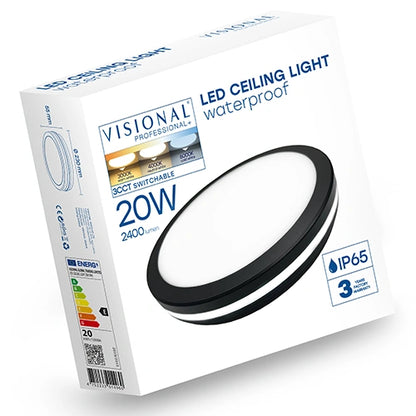 Kostean tilan LED-plafondi | 20W | musta