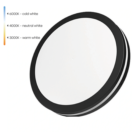 Kostean tilan LED-kattovalaisin plafondi | Ø400×55mm | 40W | 3CCT (3000K–6000K) | 4800lm | musta
