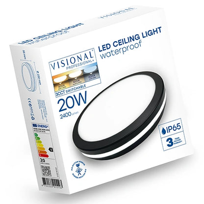 Kostean tilan LED-plafondi liiketunnistimella | 20W | musta