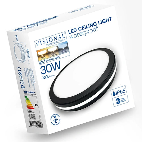 Kostean tilan LED-plafondi liiketunnistimella | 30W | musta