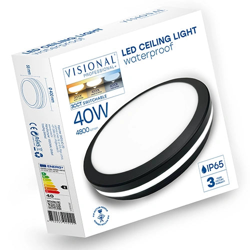 Kostean tilan LED-plafondi liiketunnistimella | 40W | musta