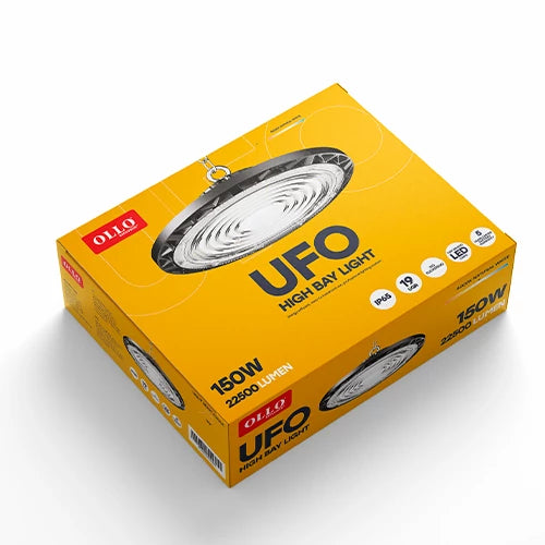OLLO LED-hallivalaisin UFO | 150W | 22 500lm | 4000K | IP65 | Musta