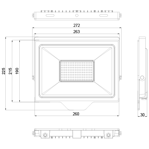 OLLO kosteudenkestävä LED-valonheitin | 100W | 10 000lm | 4000K | IP65