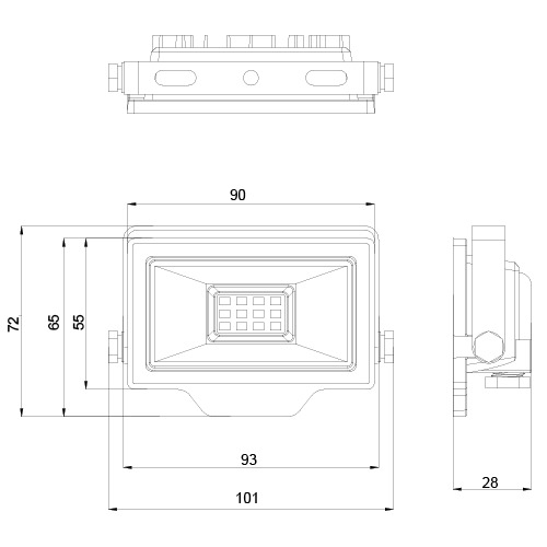 OLLO kosteudenkestävä LED-valonheitin | 10W | 1000lm | 4000K | IP65