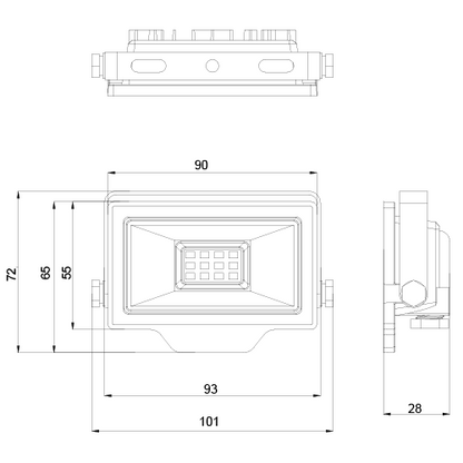 OLLO kosteudenkestävä LED-valonheitin | 10W | 1000lm | 4000K | IP65