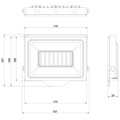 OLLO kosteudenkestävä LED-valonheitin | 50W | 5000lm | 4000K | IP65