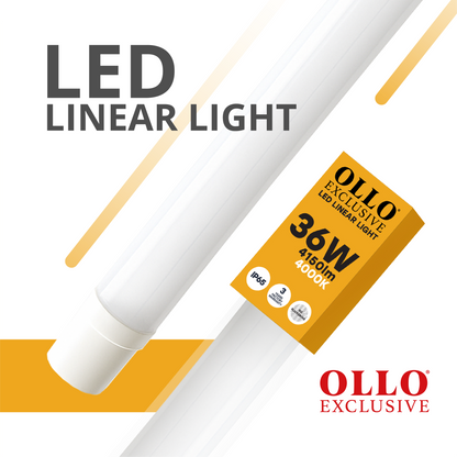 OLLO kosteudenkestävä lineaariset LED-valaisin | 120cm | 36W | 4150lm | 4000K | IP65 | Valkoinen