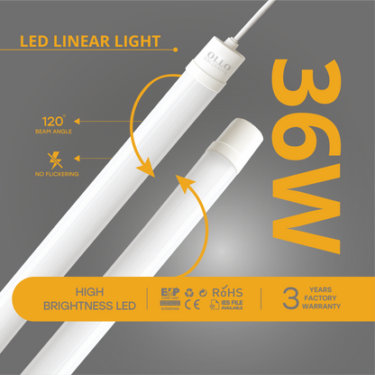 OLLO kosteudenkestävä lineaariset LED-valaisin | 120cm | 36W | 4150lm | 4000K | IP65 | Valkoinen