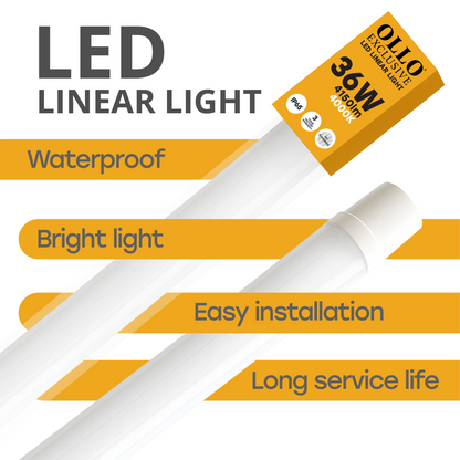 OLLO kosteudenkestävä lineaariset LED-valaisin | 120cm | 36W | 4150lm | 4000K | IP65 | Valkoinen
