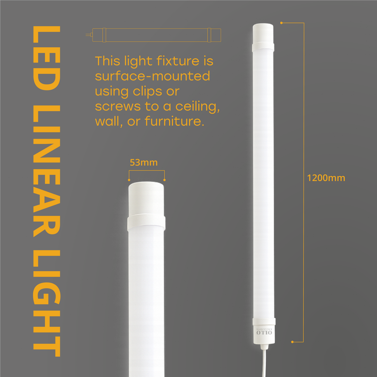 OLLO kosteudenkestävä lineaariset LED-valaisin | 120cm | 36W | 4150lm | 4000K | IP65 | Valkoinen