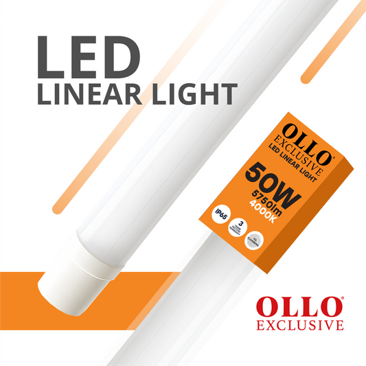 OLLO kosteudenkestävä lineaariset LED-valaisin | 150cm | 50W | 5750lm | 4000K | IP65 | Valkoinen