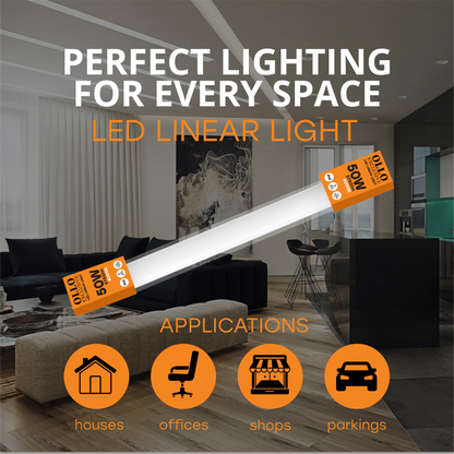 OLLO kosteudenkestävä lineaariset LED-valaisin | 150cm | 50W | 5750lm | 4000K | IP65 | Valkoinen
