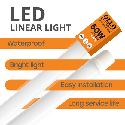 OLLO kosteudenkestävä lineaariset LED-valaisin | 150cm | 50W | 5750lm | 4000K | IP65 | Valkoinen