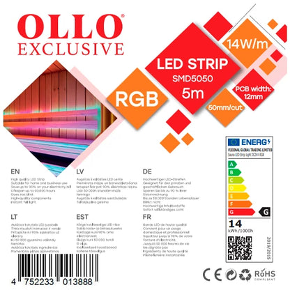 OLLO LED-nauha saunaan | 5m | 14W | 24V | 870lm/m | RGB | IP68