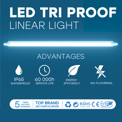 VISIONAL kosteudenkestävä lineaariset LED-valaisin PHILIPS-dioodeilla | 120cm | 36W | 6300lm | 4000K | IP65 | Valkoinen