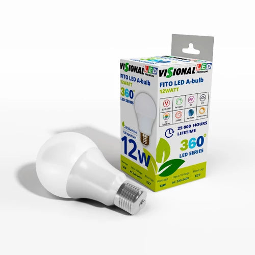 VISIONAL LED-kasvilamppu | E27 | 12W | 4000K | IP20