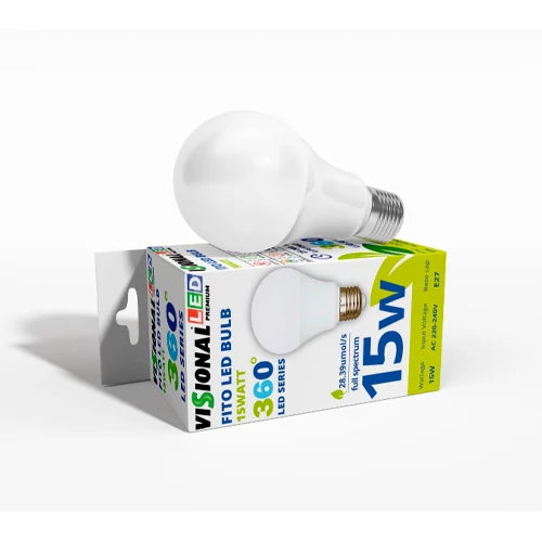 VISIONAL LED-kasvilamppu | E27 | 15W | 4000K | IP20