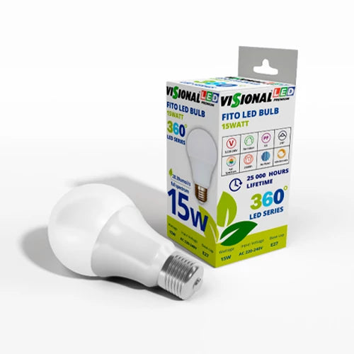 VISIONAL LED-kasvilamppu | E27 | 15W | 4000K | IP20