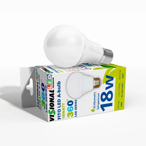 VISIONAL LED-kasvilamppu | E27 | 18W | 4000K | IP20