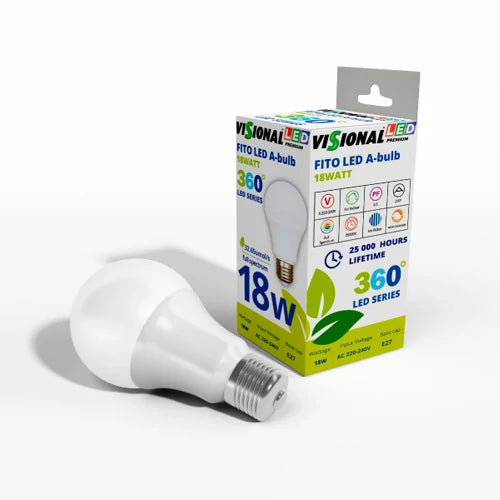 VISIONAL LED-kasvilamppu | E27 | 18W | 4000K | IP20