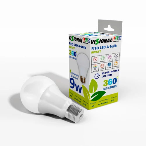 VISIONAL LED-kasvilamppu | E27 | 9W | 4000K | IP20