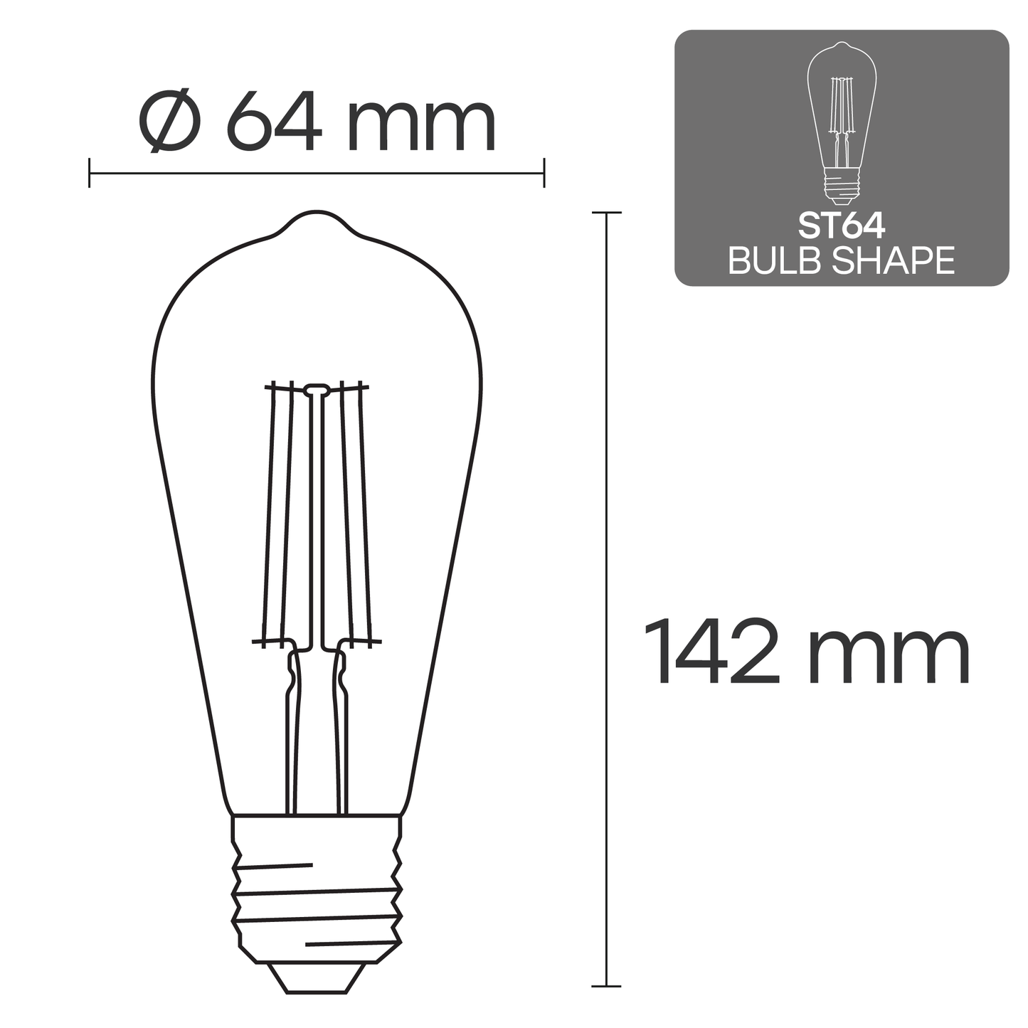 VISIONAL Himmennettävä Filamentti LED-lamppu | E27 | ST64 | 10W | 1100lm | 3000K | IP20 | 360° | Amber