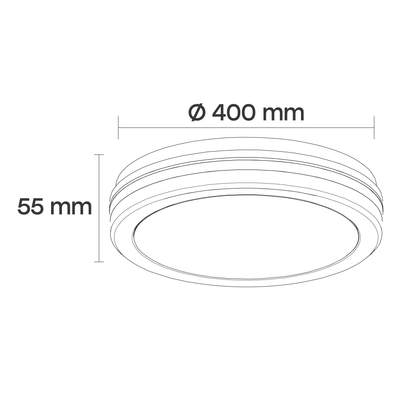VISIONAL kosteudenkestävä LED-plafondi kattovalaisin | 400x55 mm | 40W | 4800lm | 3CCT | IP65 | Musta