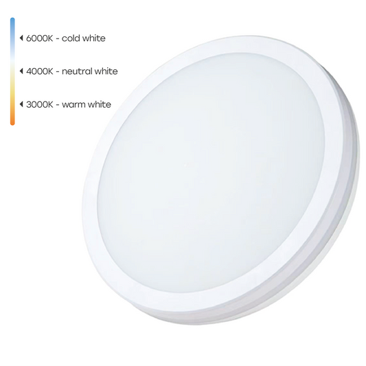 VISIONAL kosteudenkestävä LED-plafondi kattovalaisin | 400x55 mm | 40W | 4800lm | 3CCT | IP65 | Valkoinen