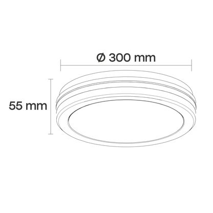 VISIONAL kosteudenkestävä LED-plafondi kattovalaisin | 400x55 mm | 40W | 4800lm | 3CCT | IP65 | Valkoinen