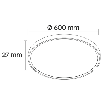 VISIONAL kosteudenkestävä LED-plafondi kattovalaisin | 600x27 mm | 50W | 6000lm | 3CCT | IP44 | Valkoinen