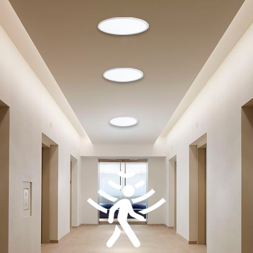 VISIONAL kosteudenkestävä LED-plafondi kattovalaisin PIR-liiketunnistimella | 400x25 mm | 32W | 3840lm | 3CCT | IP44 | Valkoinen