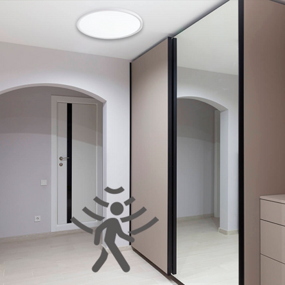VISIONAL kosteudenkestävä LED-plafondi kattovalaisin PIR-liiketunnistimella | 400x25 mm | 32W | 3840lm | 3CCT | IP44 | Valkoinen