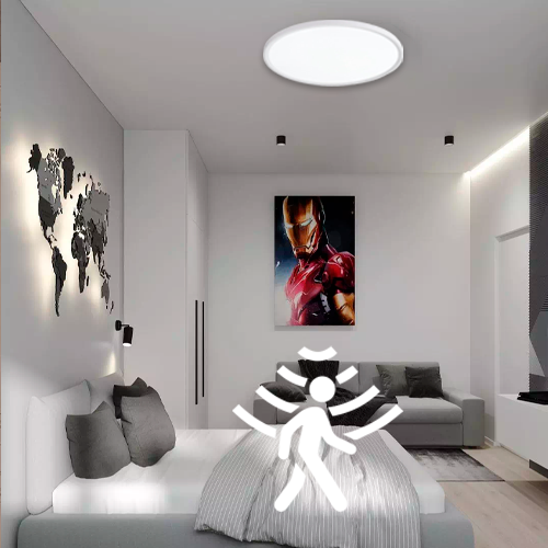 VISIONAL kosteudenkestävä LED-plafondi kattovalaisin PIR-liiketunnistimella | 500x27 mm | 40W | 4800lm | 3CCT | IP44 | Valkoinen