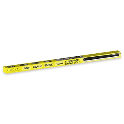 VISIONAL lineaariset LED-riippuvalaisin | 120cm | 40W | 4000lm | 4000K | IP40 | Musta