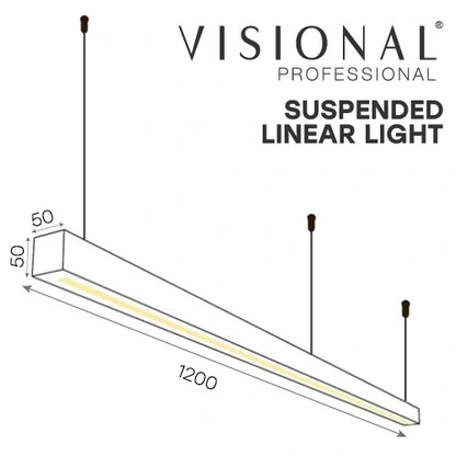 VISIONAL lineaariset LED-riippuvalaisin | 120cm | 40W | 4000lm | 4000K | IP40 | Musta