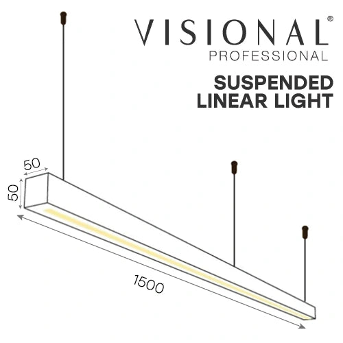 VISIONAL lineaariset LED-riippuvalaisin | 150cm | 48W | 4800lm | 4000K | IP40 | Musta