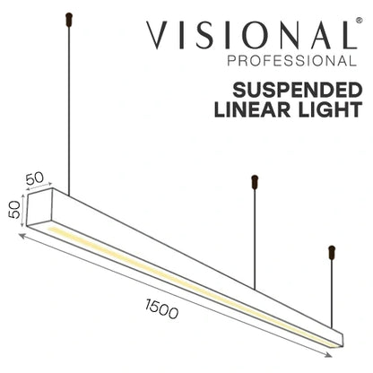 VISIONAL lineaariset LED-riippuvalaisin | 150cm | 48W | 4800lm | 4000K | IP40 | Musta