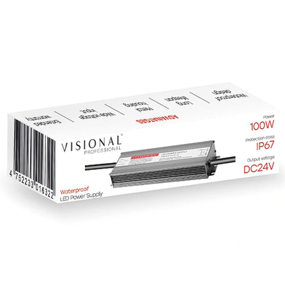 VISIONAL vedenpitävä LED-muuntaja | 100W | 24V | 4.16A | IP67