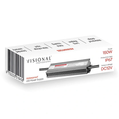 VISIONAL vedenpitävä LED-muuntaja | 150W | 12V | 12.5A | IP67