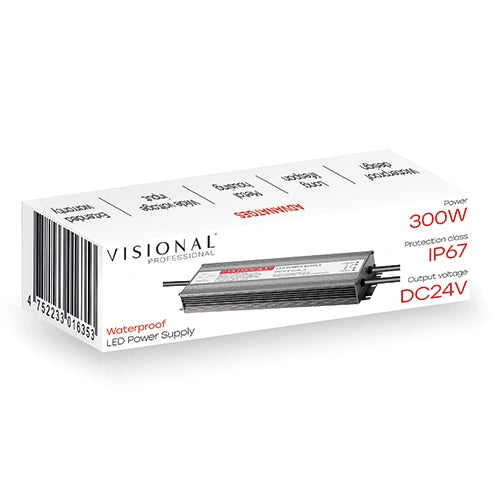 VISIONAL vedenpitävä LED-muuntaja | 300W | 24V | 12.5A | IP67