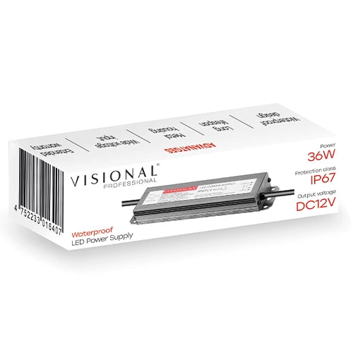 VISIONAL vedenpitävä LED-muuntaja | 36W | 12V | 3A | IP67