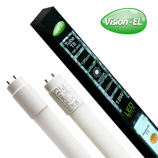 VISION-EL LED-loisteputki | T8 | G13 | 120cm | 18W | 1620lm | 4000K | IP20 {Kaksipäinen}